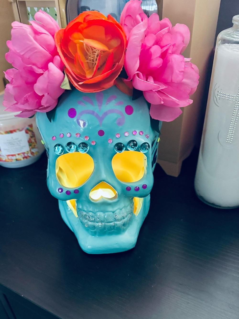 Dia de los Muertos Lighted Sugar Skull Decor